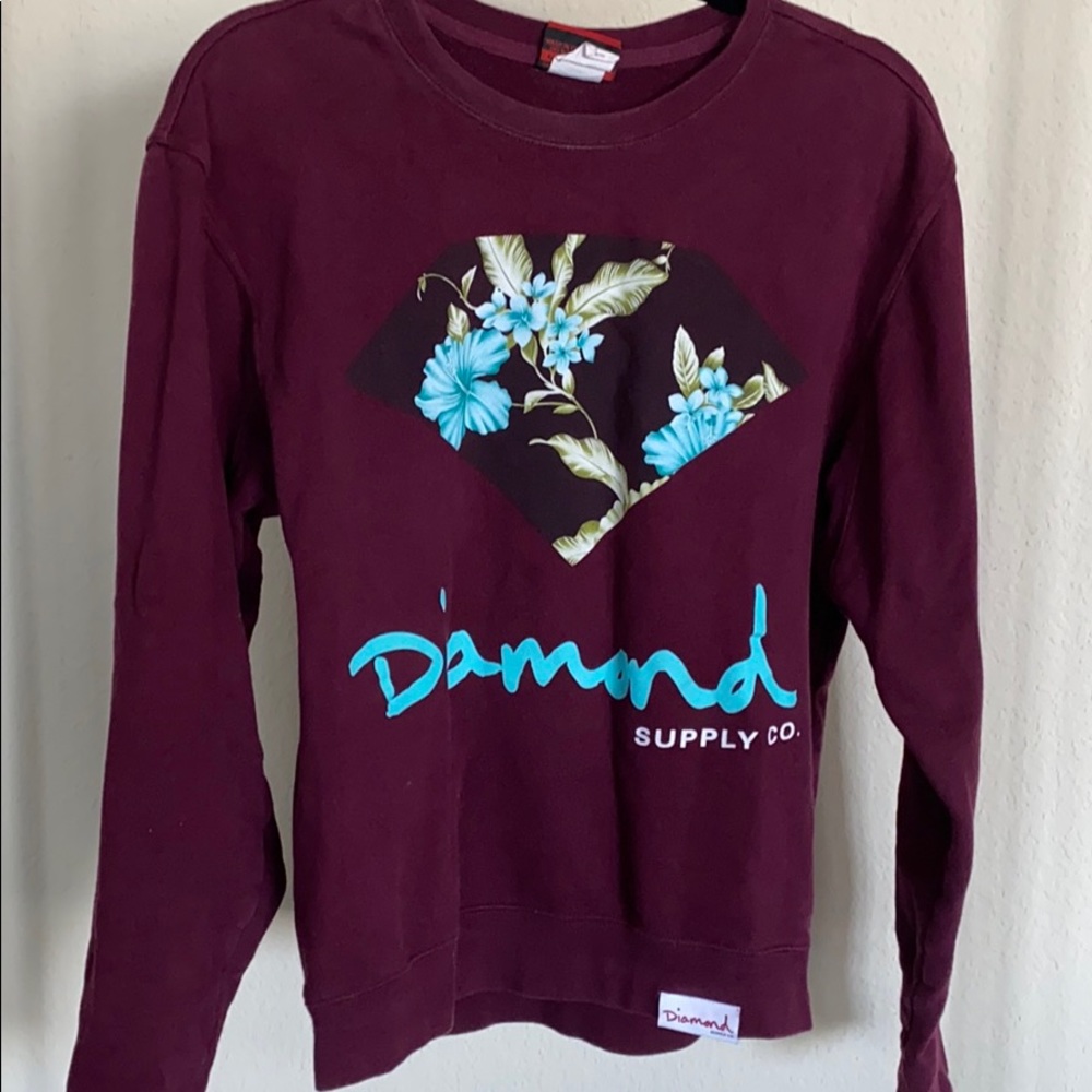 Diamond supply co maroon sweatshirt